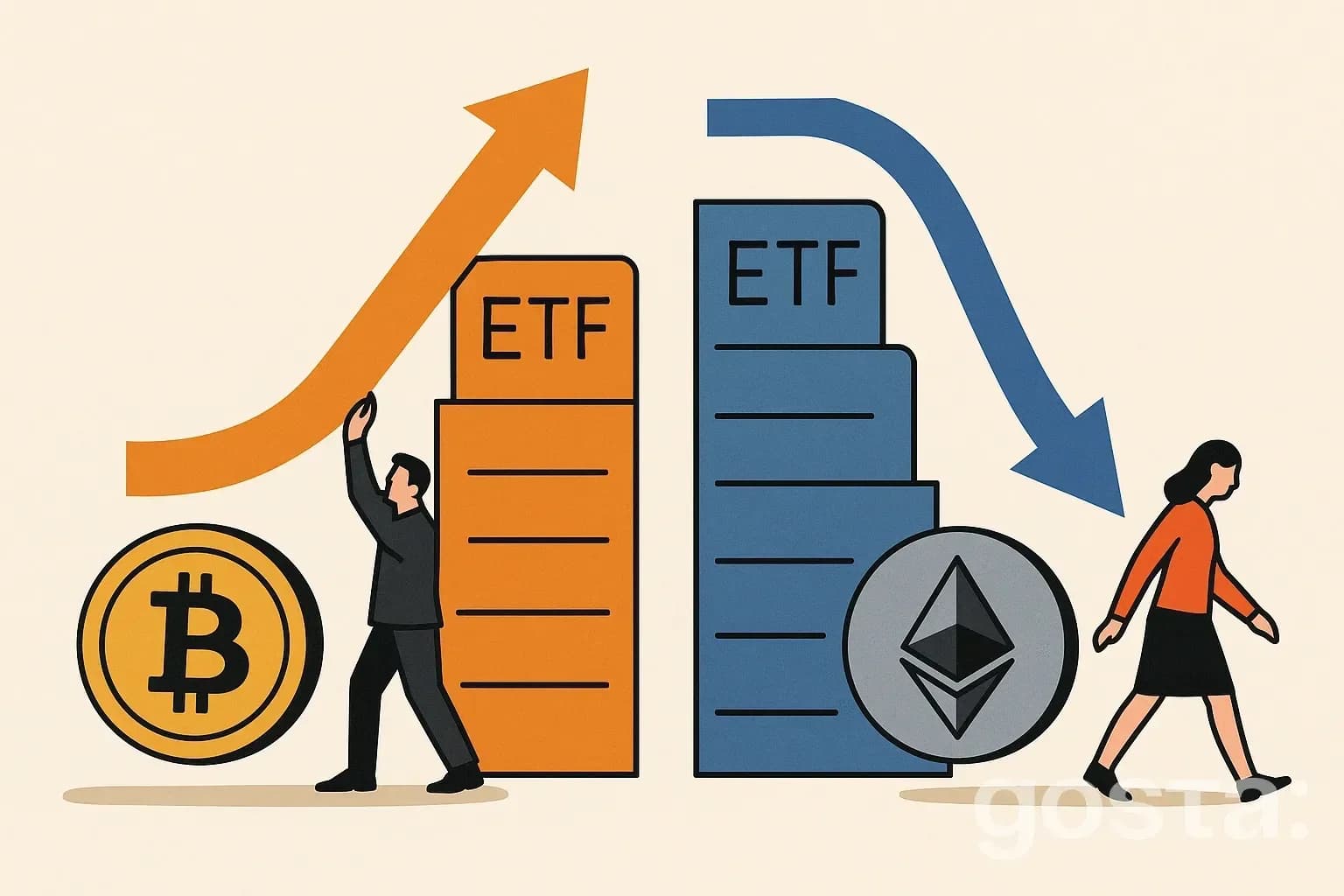 Біткоїн-ETF демонструють приплив капіталу, Ethereum-ETF продовжують втрачати