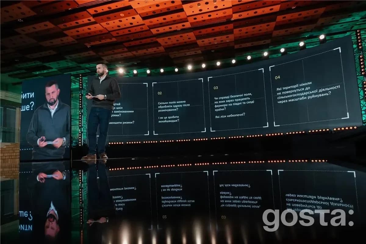 На фото зображено презентацію цифрової платформи GRIT для планування гуманітарного розмінування на 2026 рік.