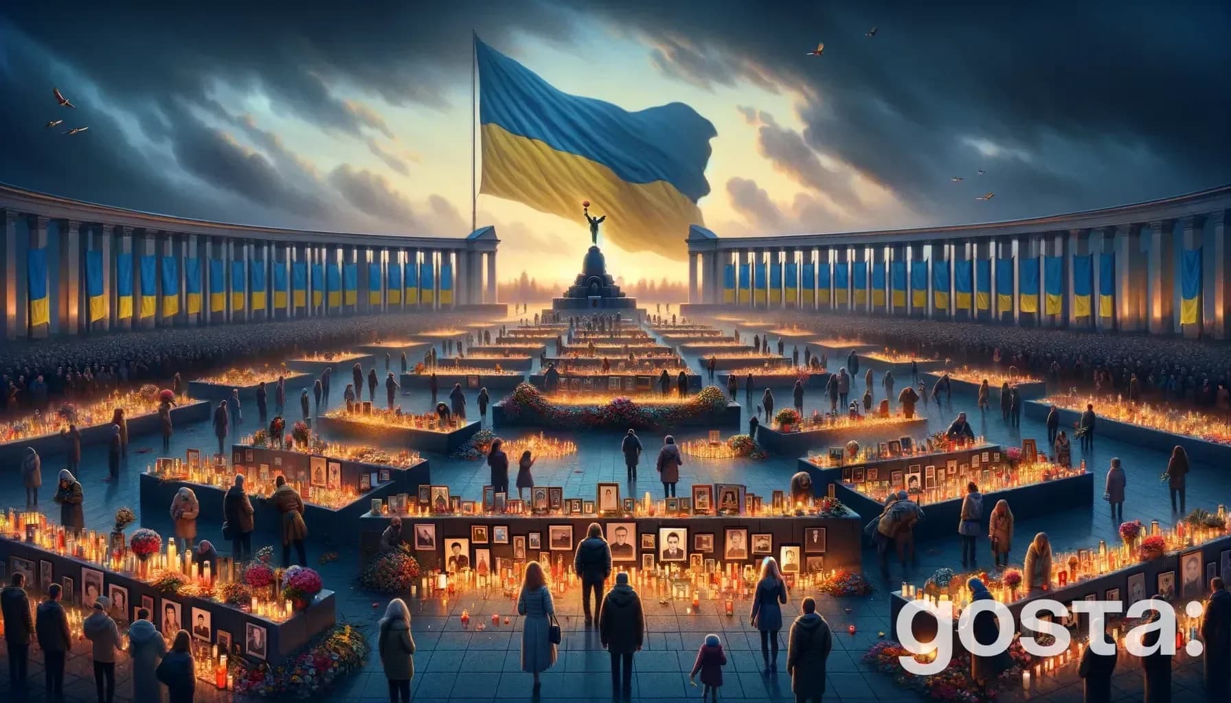 Майдан Незалежності з портретами Героїв Небесної Сотні