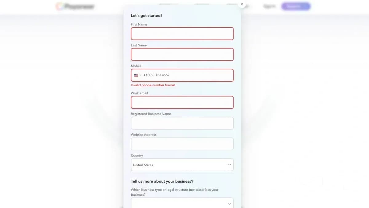 Payoneer - how to create an account?