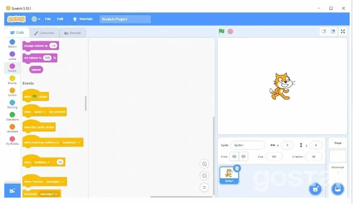 Інтерфейс Scratch зрозумілий на інтуїтивному рівні
