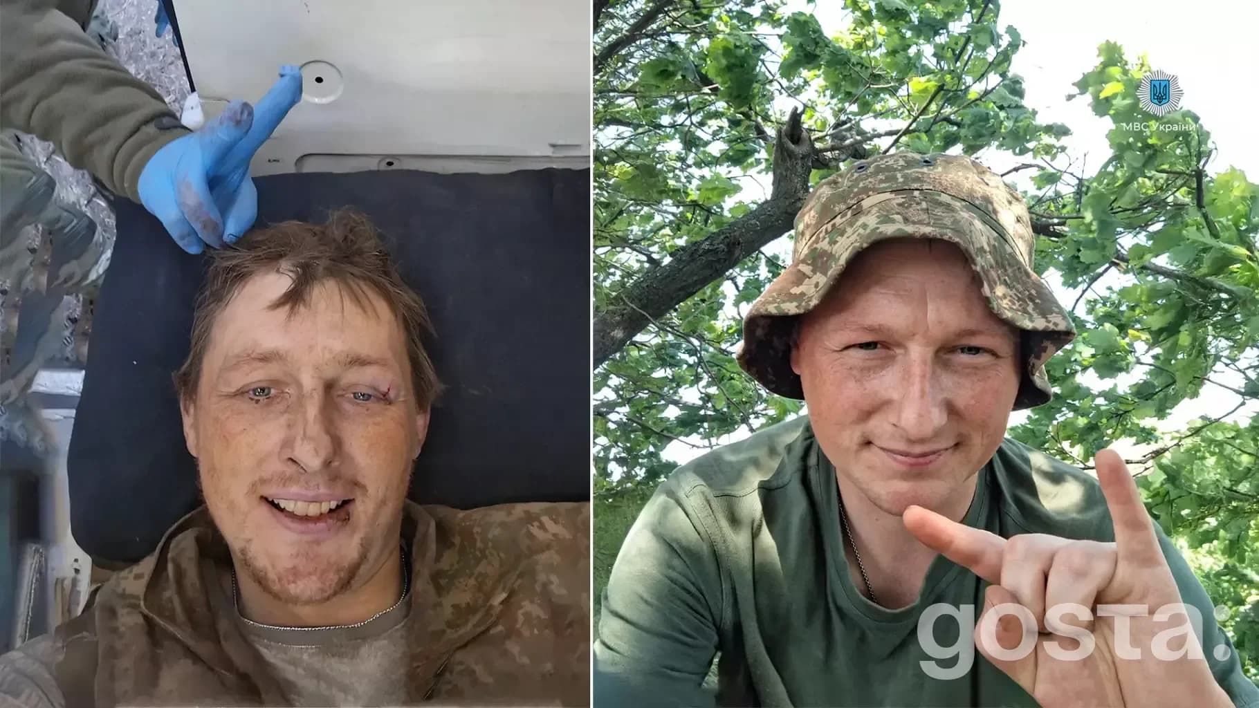 Alt text: "Soldier of Ukraine's National Guard contrasts: before injuries and after recovery, showcasing resilience and