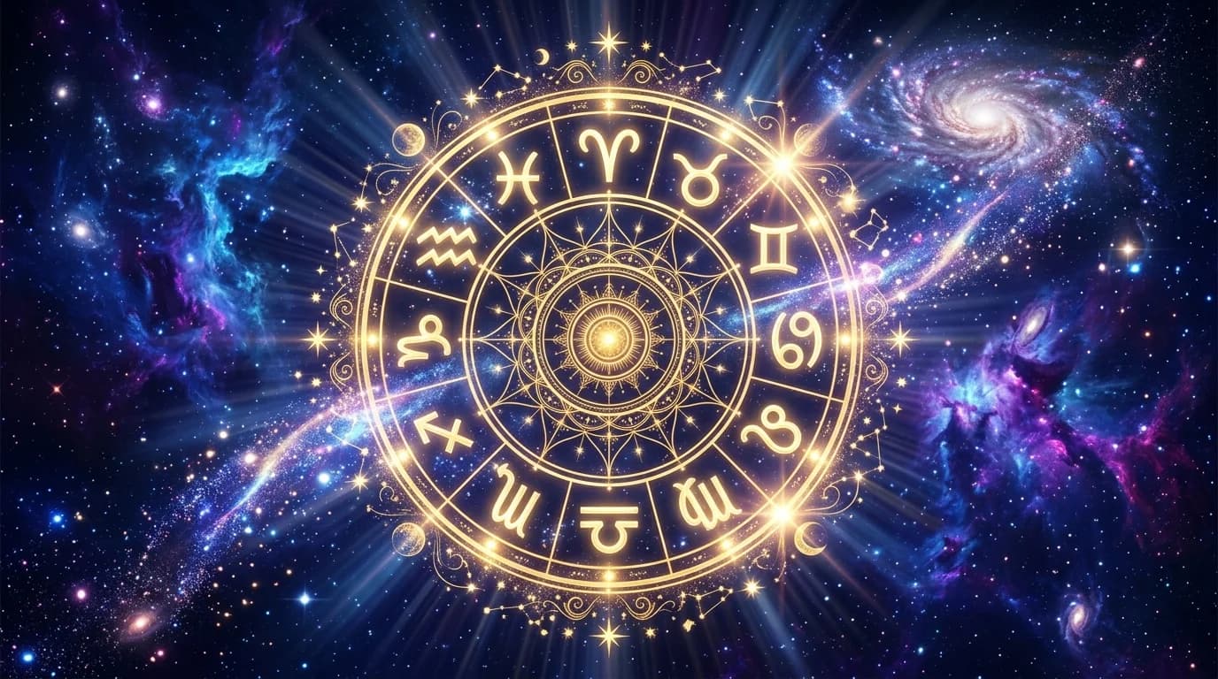 Astrological composition with zodiac symbols for horoscope on May 23, 2026