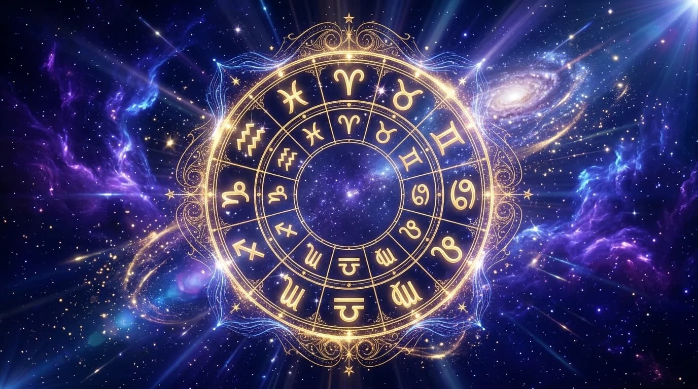 Astrological composition with zodiac symbols for horoscope on May 24, 2026