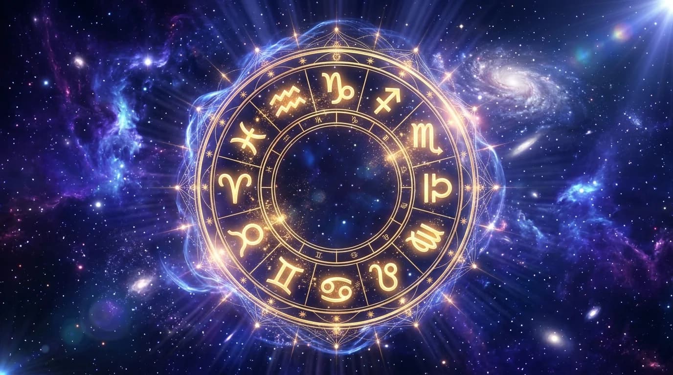 Astrological composition with zodiac symbols for horoscope on May 25, 2026