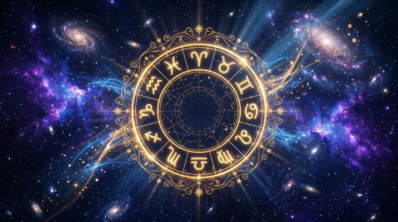 Astrological composition with zodiac symbols for horoscope on May 26, 2026