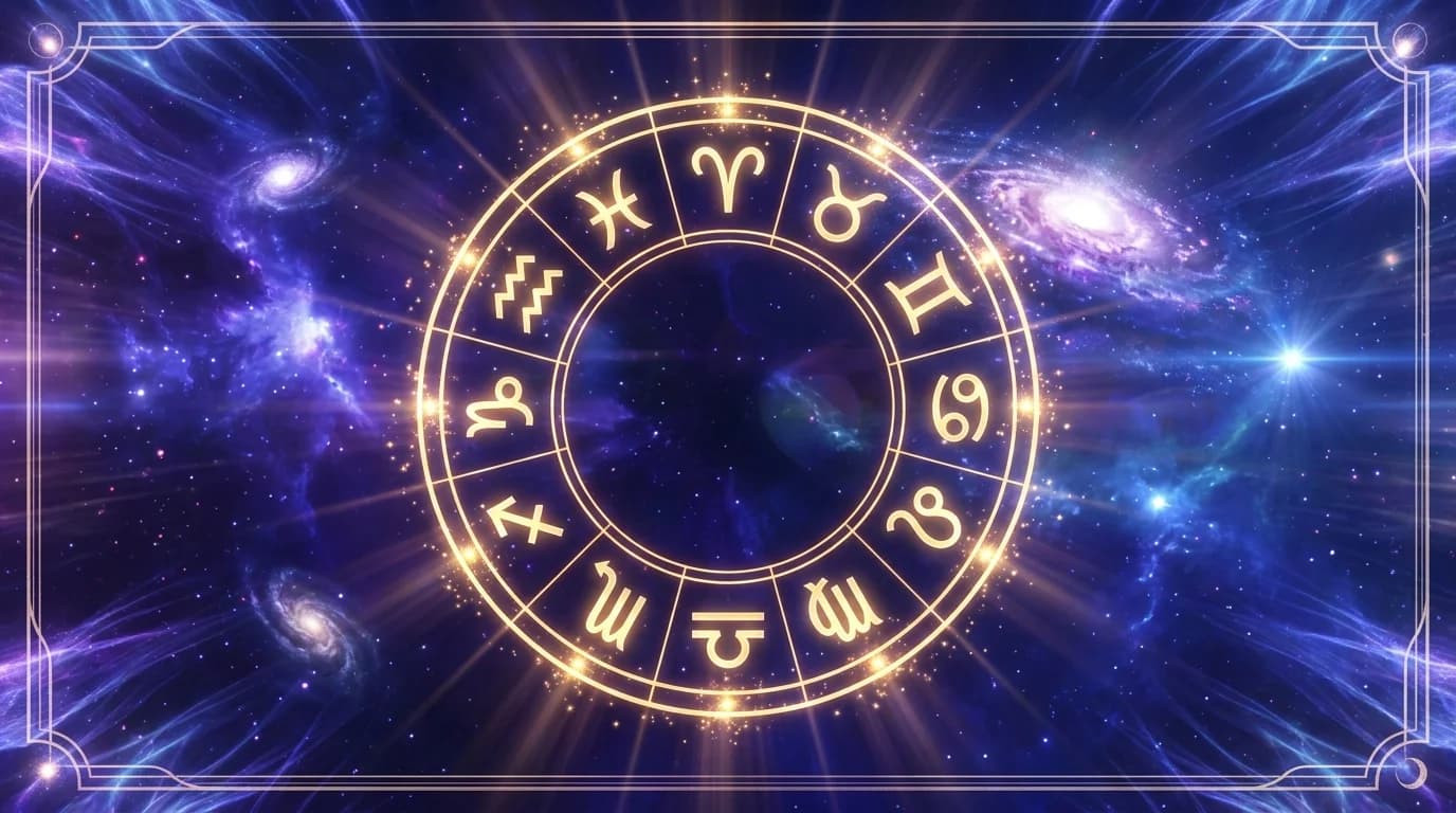Astrological composition with zodiac symbols for horoscope on June 3, 2026