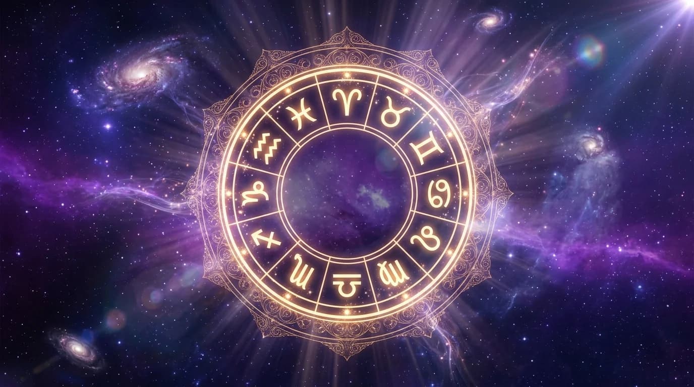 Astrological composition with zodiac symbols for horoscope on June 11, 2026