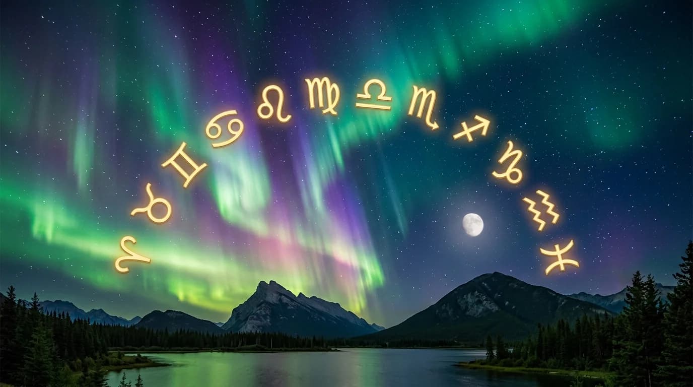Astrological composition with zodiac symbols for horoscope on July 3, 2026