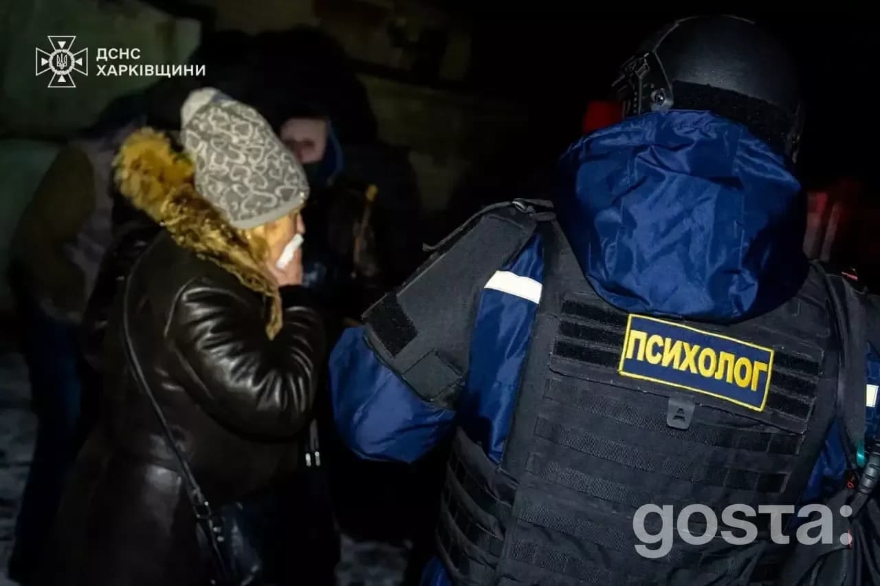 Emergency responders provide support after drone attacks in Kharkiv, aiding local residents affected by the violence.