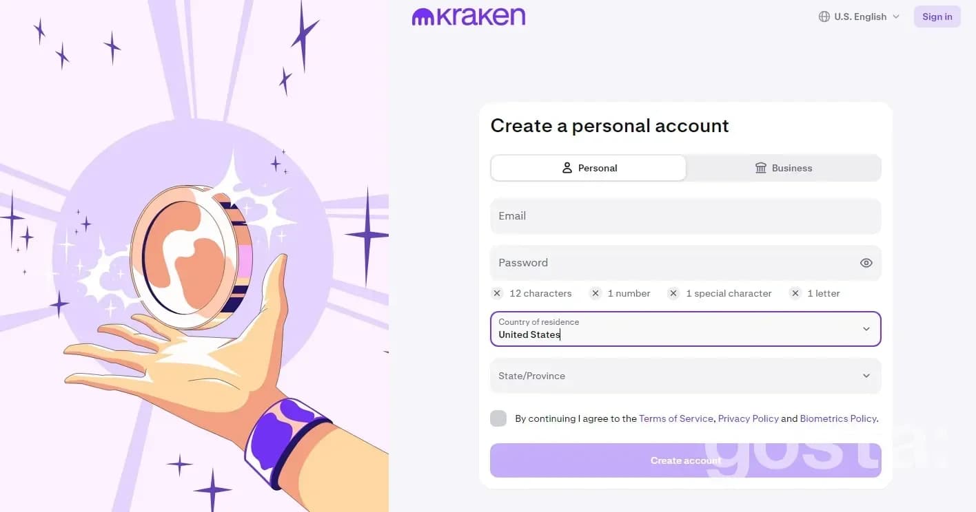 Kraken exchange registration process